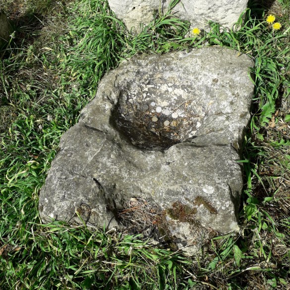 Plague stone with coins