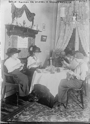 Women knitting for the war effort in Berlin, World War One