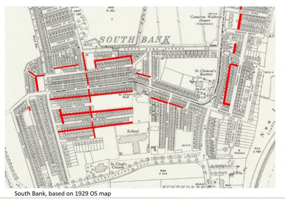 South Bank locations of scoria bricks