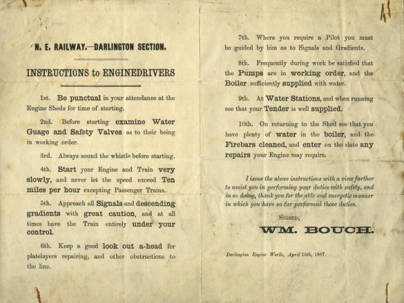 NER instructions to engine drivers, 1867 medium_DS140134 Science Museum creative commons