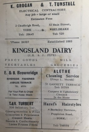 Advert from St Barnabas Parish magazine 1977