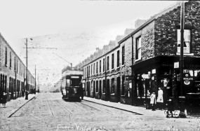 Queen Victoria St  with tram