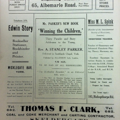 Southlands Messenger, reproduced with permission from originals in the Borthwick Institute, University of York, MR Y/SOU 38/3