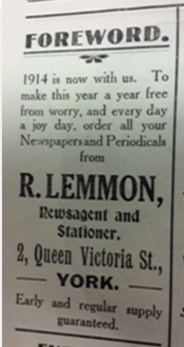 Lemmon newsagent 1914
